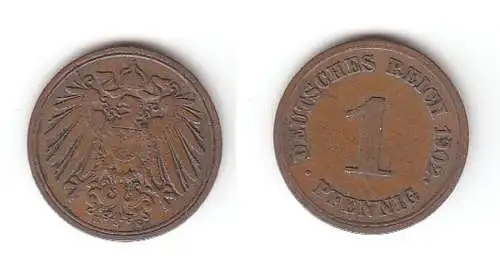 1 Pfennig Kupfer Münze Kaiserreich 1902 E Jäger Nr.10 (112535)
