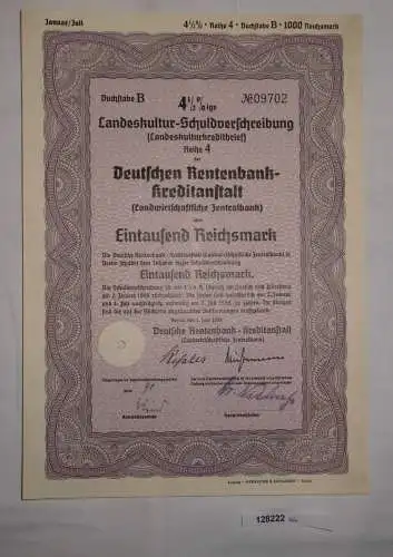1000 Reichsmark Landeskultur Schuldverschreibung Berlin 1.Juni 1939 (128222)