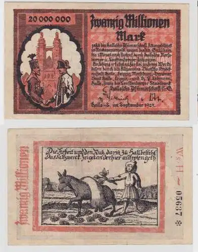 20 Millionen Mark Banknote Hallesche Pfännerschaft AG Halle 1923 (135625)