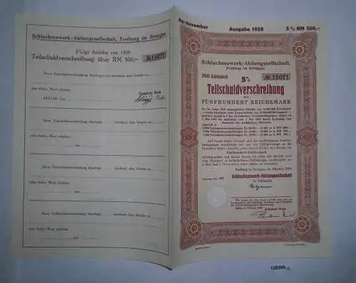500 Reichsmark Schuldverschreibung Schluchseewerk AG Freiburg Okt. 1939 (128389)