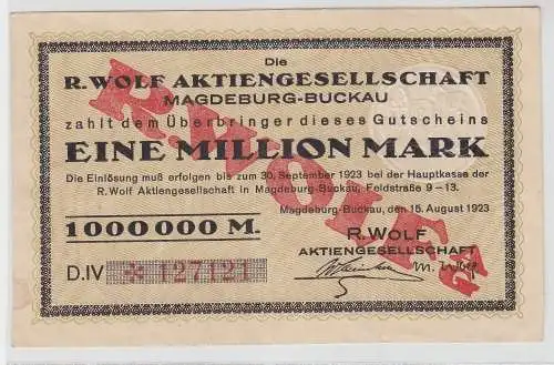 Banknote Inflation Magdeburg - Buckau R.Wolf 1 Million Mark 15.8.1923 (111892)
