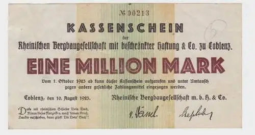 1 Million Mark Banknote Inflation Rheinische Bergbaugesellschaft Coblenz(137434)