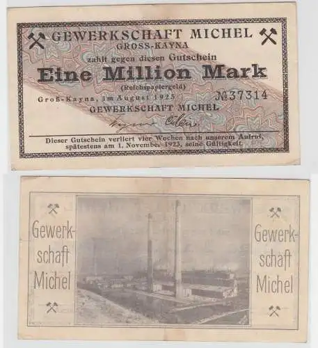 1 Million Mark Inflation Banknote Gross Kayna Gewerkschaft Michel 1923 (111811)