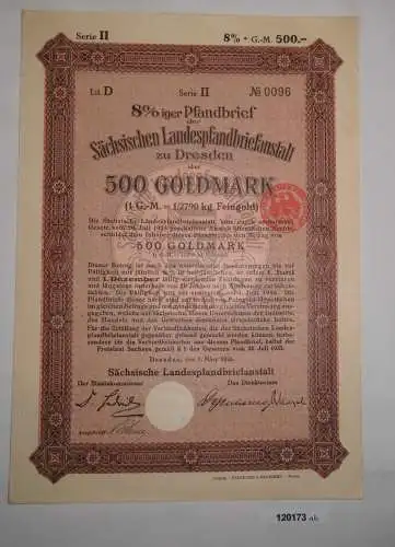 500 Goldmark Pfandbrief Sächsische Landespfandbriefanstalt Dresden 1926 (120173)