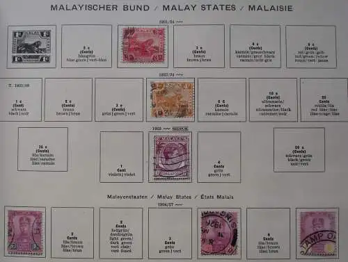 Kleine Briefmarkensammlung Malayischer Bund ab 1901 (116679)