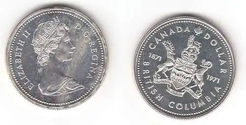 1 Dollar Silber Münze Kanada Canada British Columbia 1971 (109619)