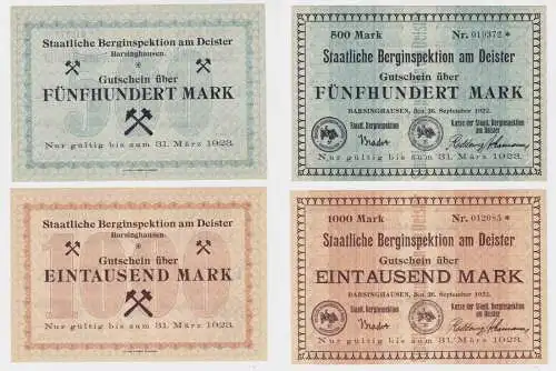 500 & 1000 Mark Banknoten Staatl.Berginspektion am Deister Barsinghausen(137437)