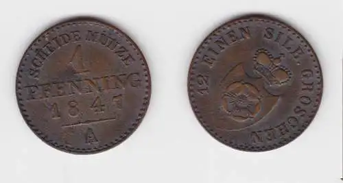 1 Pfennig Kupfer Münze Lippe-Detmold 1847 A ss (150891)
