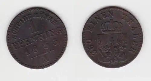 1 Pfennig Bronze Münze Preussen 1853 A  f.ss (150916)