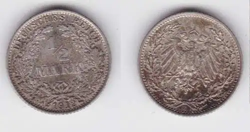 1/2 Mark Silber Münze Deutsches Reich 1912 E vz+  (150874)