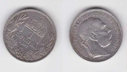 1 Krone Silber Münze Ungarn 1895 ss (150827)