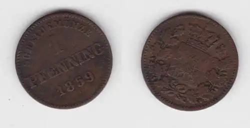1 Pfennig Kupfer Münze Bayern 1859 ss (151290)