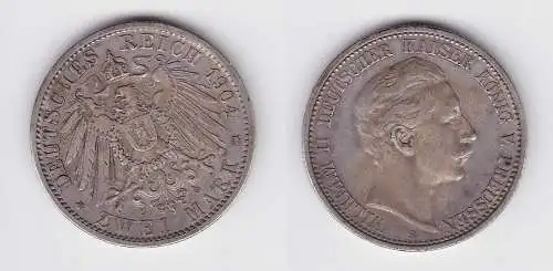 2 Mark Silbermünze Preussen Kaiser Wilhelm II 1904 Jäger 102 (150742)