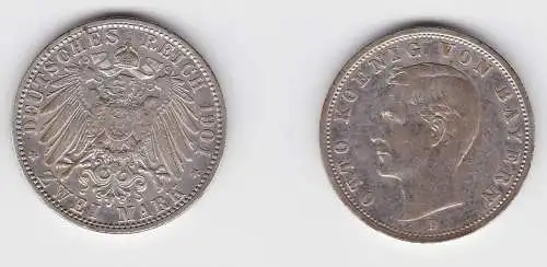 2 Mark Silbermünze Bayern König Otto 1901 Jäger 45 f.vz (150651)
