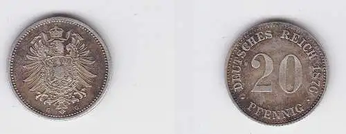 20 Pfennig Silber Münze Deutsches Reich 1876 G, Jäger 5 vz (150698)