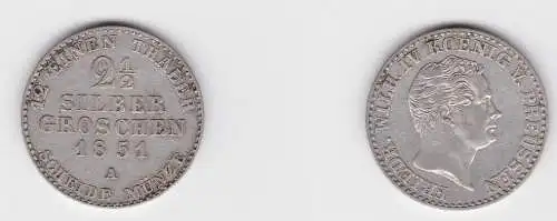 2 1/2 Silbergroschen Münze Preussen Wilhelm IV. 1851 A ss (150013)