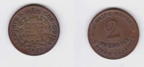 2 Pfennig Kupfer Münze Sachsen-Coburg-Gotha 1856 F ss (150054)