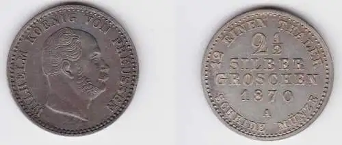 2 1/2 Silbergroschen Münze Preussen Wilhelm I. 1870 A vz (150072)