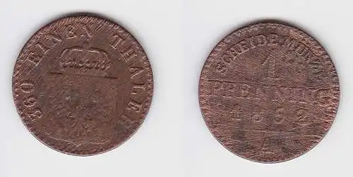 1 Pfennig Kupfer Münze Preussen 1852 A s/ss (150023)