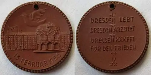 DDR Porzellan Medaille Dresden 13. Februar 1956 (149758)