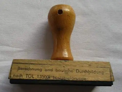 Seltener DDR Holz Stempel "Berechnung und bauliche Durchbildung" (116623)