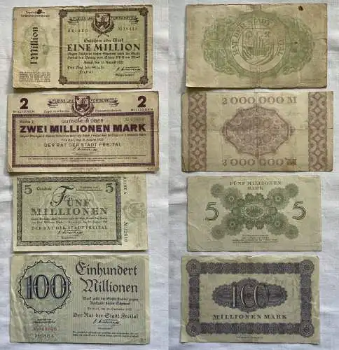 4 x Banknoten Inflation Stadt Freital 1923 (151810)