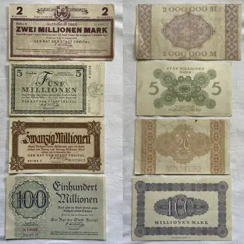 4 x Banknoten Inflation Stadt Freital 1923 (152823)