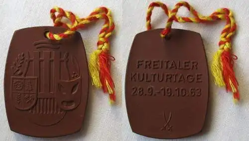 DDR Porzellan Medaille Freitaler Kulturtage 28.09.-19.10.1963 (149237)