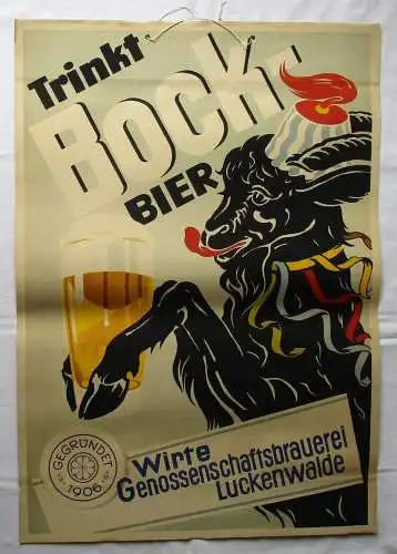 Rares DDR Reklame Plakat Wirte Genossenschaftsbrauerei Luckenwalde 1966 (134852)
