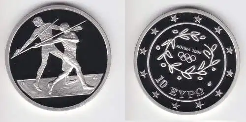 10 Euro Silber Münze Griechenland Olympiade Speerwurf 2004 PP (156018)
