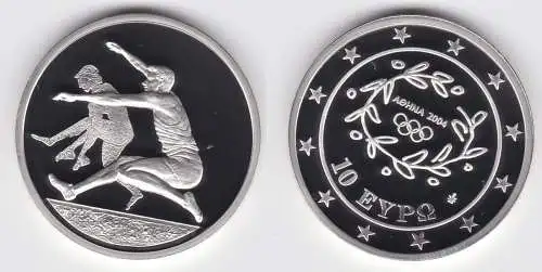 10 Euro Silber Münze Griechenland Olympiade Weitsprung 2004 PP (155271)