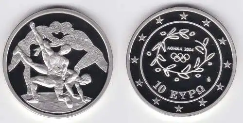 10 Euro Silber Münze Griechenland Olympiade Ringen 2004 PP (152380)