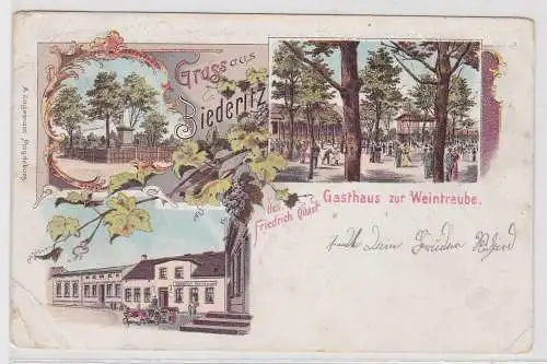 96878 Ak Lithographie Gruß aus Biederitz Gasthaus zur Weintraube 1900