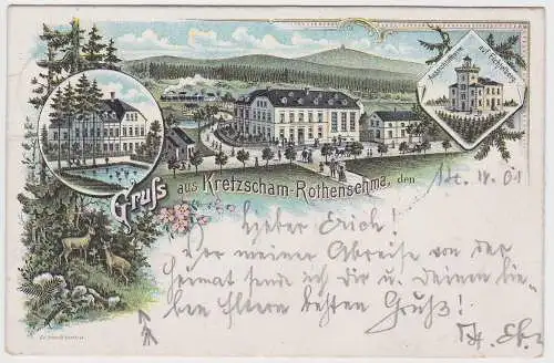 99898 Ak Lithographie Gruß aus Kretzscham Rothensehma 1901