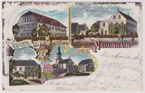 42169 Ak Lithographie Gruß aus Nauenhain Gasthof usw. 1901
