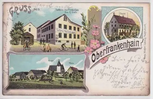 37460 Ak Lithographie Gruß aus Oberfrankenhain Gasthaus, Schule usw. 1906