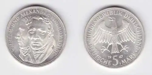 5 Mark Silber Münze Deutschland Gebrüder Humboldt 1967 F (152298)