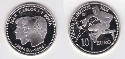 10 Euro Silber Münze Spanien Olympiade Athen 2004 PP Hürdenlauf (153681)