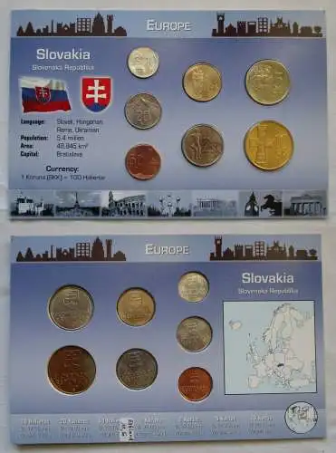 Slowakei KMS Kursmünzensatz 10 Halierov bis 10 Korun (Kronen) (132222)