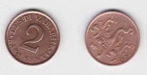 2 Senti Kupfer Münze Estland 1934 ss KM 15 (155320)
