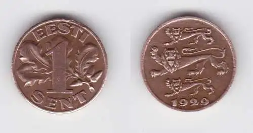 1 Sent Kupfer Münze Estland 1929 ss KM 10 (152397)