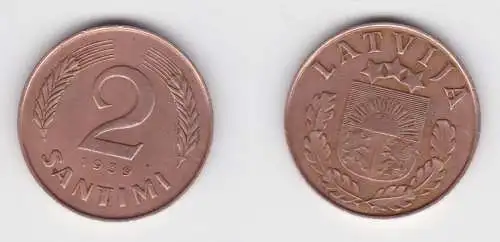 2 Santimi Kupfer Münze Lettland 1939 ss (154589)