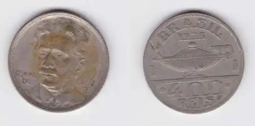 400 Reis Nickelmünze Brasilien 1936 Oswaldo Cruz ss (152984)