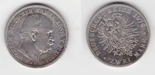 2 Mark Silbermünze Preussen Kaiser Wilhelm I. 1876 A Jäger 96 (155513)