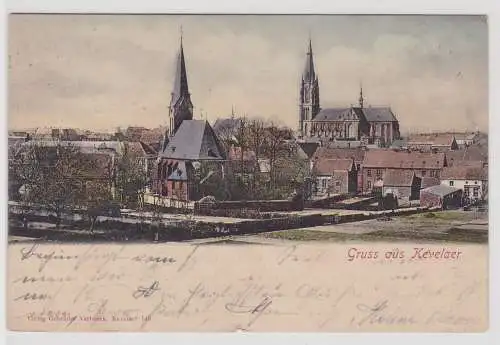 98969 Ak Gruss aus Kevelaer - Gesamtansicht mit Marienbasilika, Bahnpost 1905