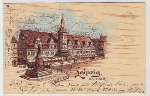 99088 Künstler Ak Leipzig - Rathaus mit Siegesdenkmal 1900