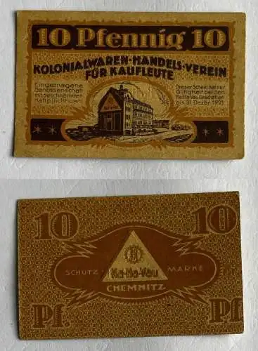 10 Pfennig Banknote Gutschein Chemnitz Ka.Ha-Vau 31.12.1921 (141691)