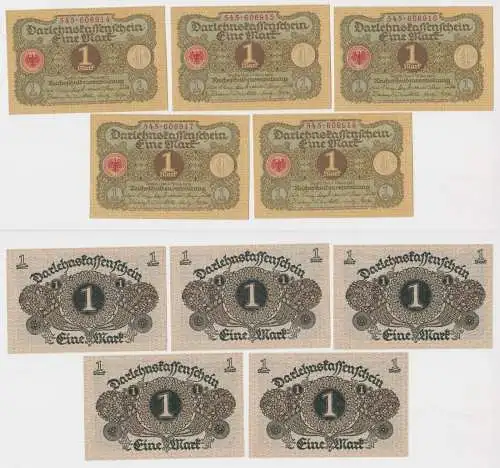 5 x 1 Mark Darlehnskassenschein 1.3.1920 mit fortlaufender Nummer UNC (141835)