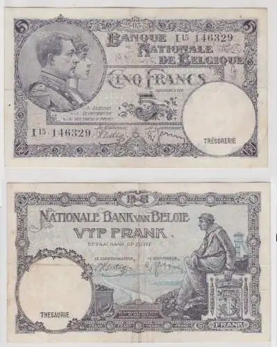 5 Franc Banknote Belgien 25.3.1938 (144796)