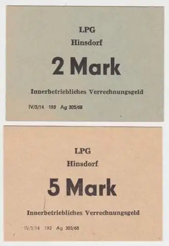 2 & 5 MDN Banknoten DDR LPG Geld Hinsdorf 1968 (142825)